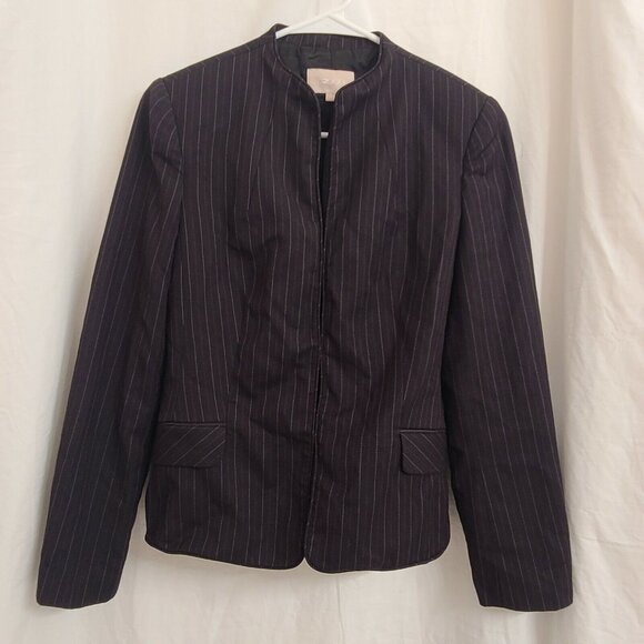 G2000 Blazer Size 7 Juniors Black Pinstripe Wool Blend Long Sleeve Hook Closure - Picture 11 of 12